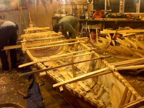 Building a Birchbark Canoe: Ribs and Sheathing - YouTube