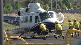 Bell 412 Pegasus Aviation Transporting Firefighters Landing and take off Angol Aerodrome