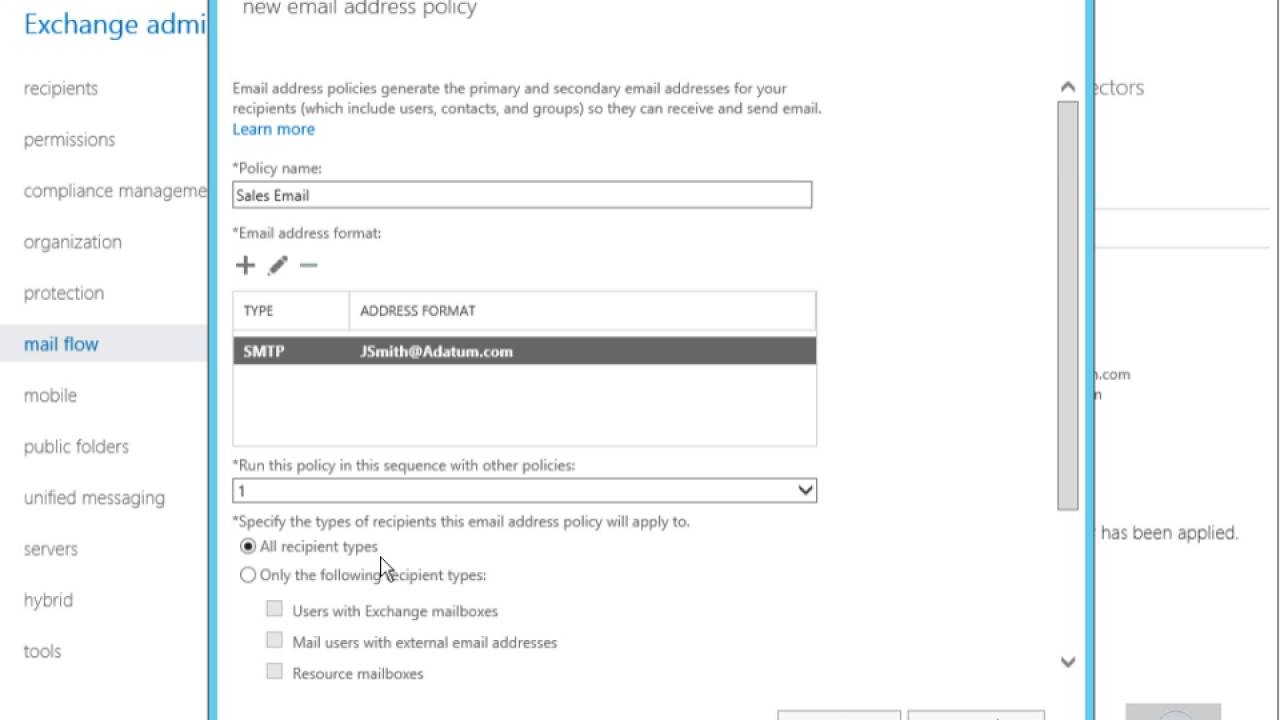 20345 1 Demo11 Configuring Email Address Policies - YouTube