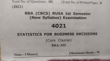 B.B.A  Question paper Statistics for Business Decisions core course-103