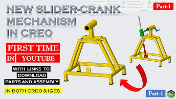 " NEW SLIDER-CRANK MECHANISM " PART-1 in Creo. Full tutorial with detailed explanation.