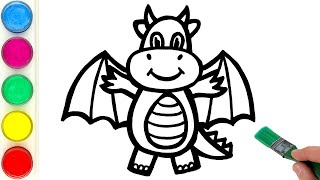 how to draw and paint dragon drawing painting and coloring for kids toddlers