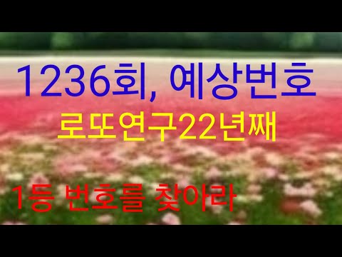 1236회,예상번호!로또연구22년째