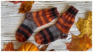 Вяжем осенние детские носочки спицами. МК для начинающих.  Базовая модель | Knitting socks