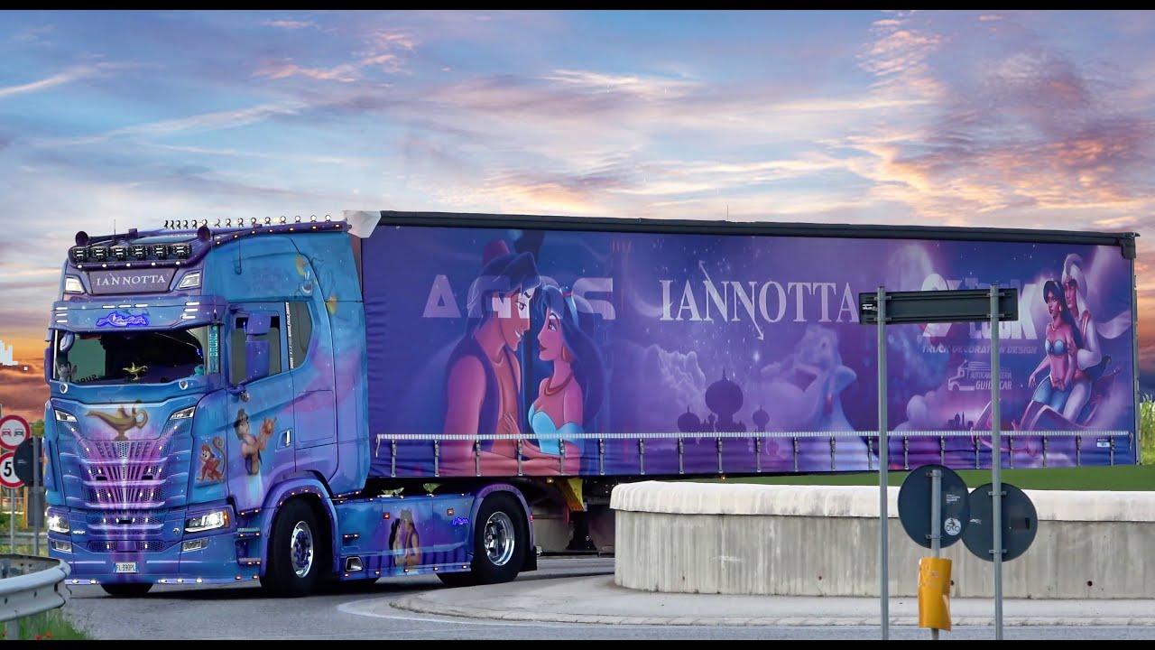 Truck GP Misano Italy 2024 | Showtrucks coming with chrome Scania V8 open pipes, painted and lights