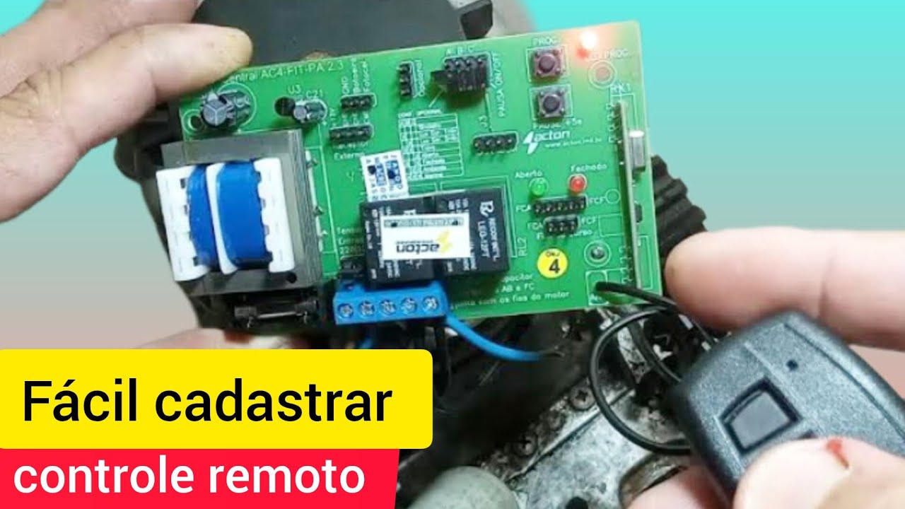 Como cadastrar controle remoto a placa de motor de portão eletrônico ...