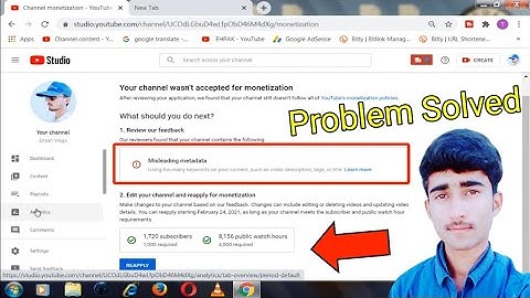 Misleading Metadate Problem Solved|How to ReApply for Youtube Monetization|Rejected Channel Monetize