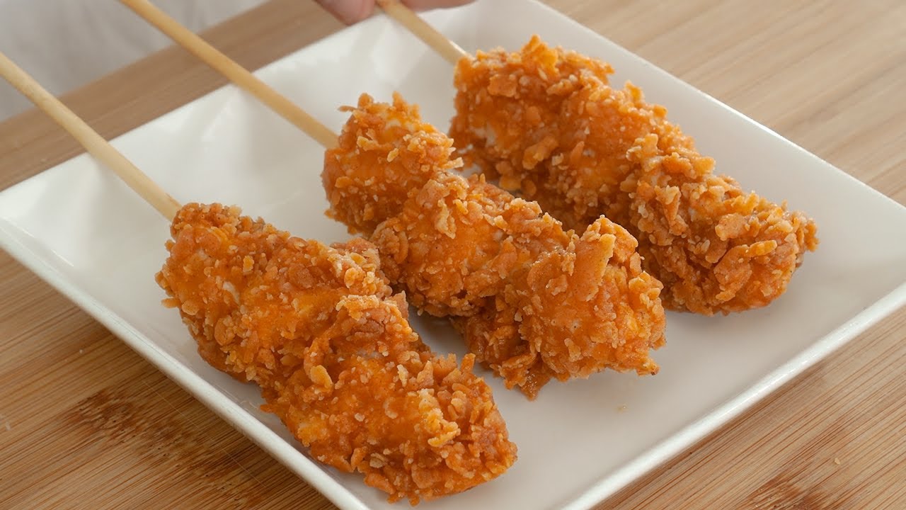 바삭바삭 치킨도그! 먹기 좋고 물결도 살아있어요! (비법공개, 닭가슴살 크리스피 치킨, Crispy Fried Chicken Recipe, Chicken Corn Dogs)