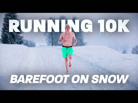 Running 10 Km barefoot on snow!