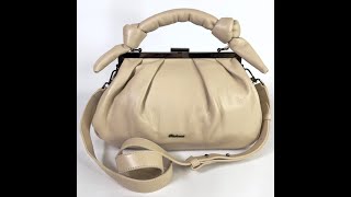 Женская кожаная сумка саквояж с широким ремешком через плечо