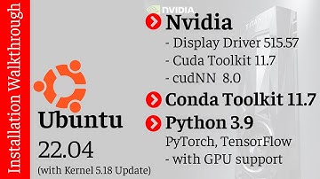 Nvidia Cuda-, CuDNN-, Conda-, PyTorch- en TensorFlow-installatie met Ubuntu 22.04