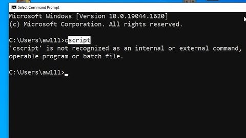 cscript is not recognized as an internal or external command