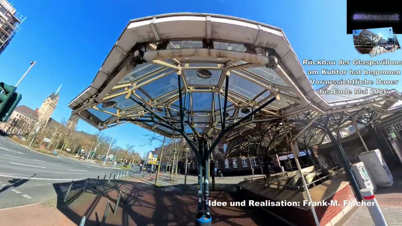 Rückbau der Glaspavillons am Kuhtor in Duisburg - Dauer bis ca. Ende Mai 2026
