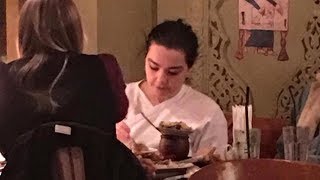 Björk eating a pot of beans, Tbilisi, Georgia. October 30, 2017.