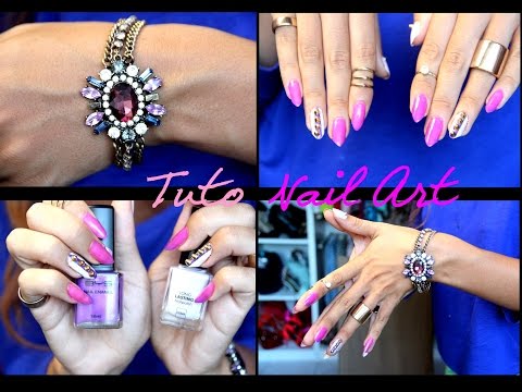 [ TUTORIEL NAIL ART FACILE ] Dans les tons violet / rose - Des ongles cloutés