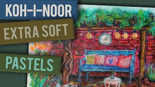 Koh-I-Noor Toison D'or  Extra Soft Pastels with Prismacolor Premier Colored Pencils - REVIEW & DEMO