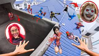 7 SPIDERMAN Vs SMILING WOMAN REAL LIFE ESCAPE 390.0 (Horror Parkour Pov Short) | Epic POV