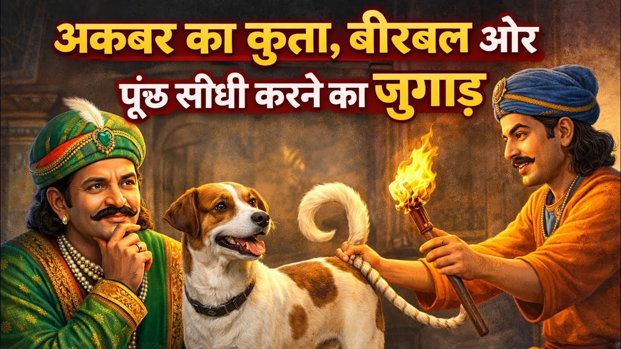 🔴 अकबर का कुत्ता, बीरबल और पूंछ सीधी करने का जुगाड़ | akbar birbal ki stories | 