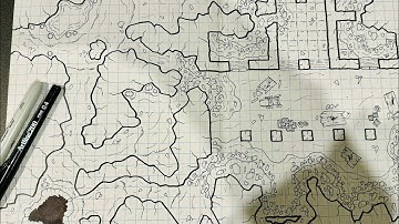 Drawing the Ruins of Rukdar-Zin (Part 8) Dungeon Map Timelapse!