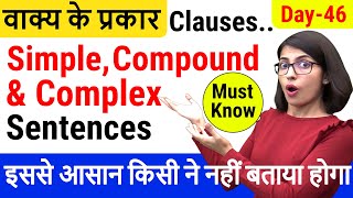 Simple compound complex and compound-complex sentences | Clause in English Grammar || EC Day 46