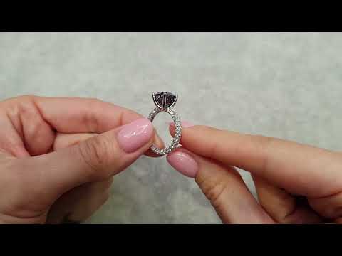 Ring with 4.50 ct lavender gray spinel and diamonds in 18k white gold Video  № 2