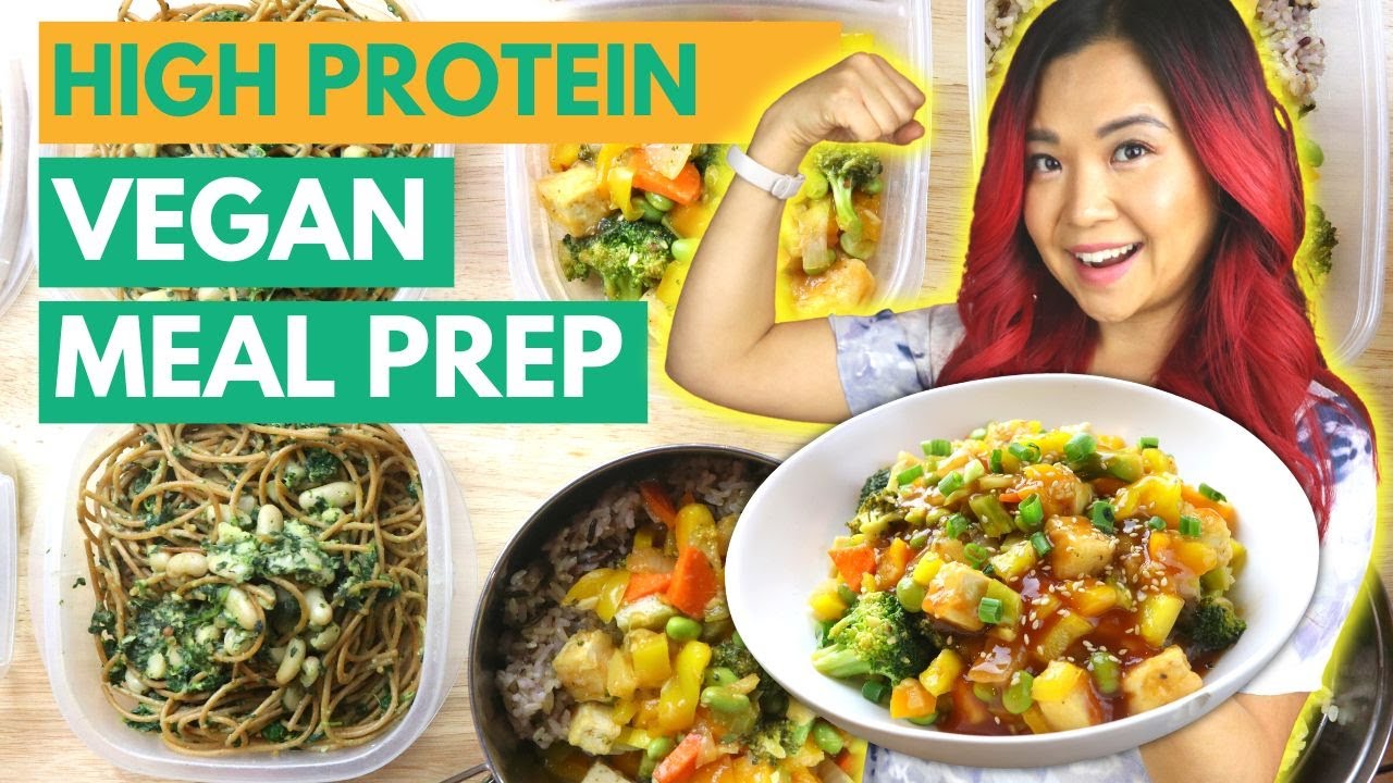 HIGH PROTEIN VEGAN MEAL PREP (weight loss friendly & low-waste!) - YouTube