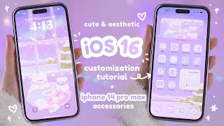 how I make my iphone 14 pro max cute & aesthetic ☁️ | iOS 16, custom phone theme + accessories 💜🐻‍❄️ screenshot 2