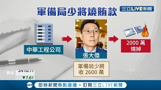 "收賄少將"500萬交保！ 國防部前軍備局少將處長"張大偉"坦承燒錢滅證 堅稱"收錢與職務無關"｜【LIVE大現場】20210902｜三立新聞台