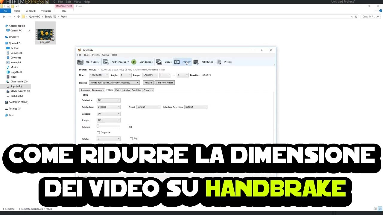 Tutorial Handbrake - Come ridurre la dimensione dei video - YouTube