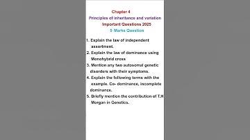 Important Questions | Principles of inheritance and variation #viarlshort @StudywithKuljeetKaur