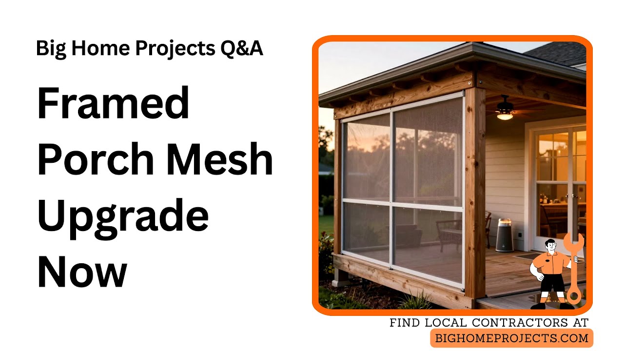 Framed Screened Porch Mesh Upgrade With Roll-Down Screens