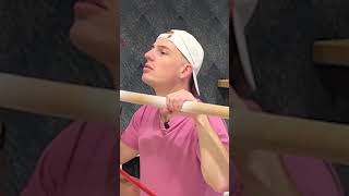 Will he make it between the bars? The next Simone Biles... #fail #funny #gymnast