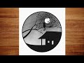 Very Easy Drawing for Beginners | Pencil Sketch drawing | Beautiful circle Drawing | Night Drawing