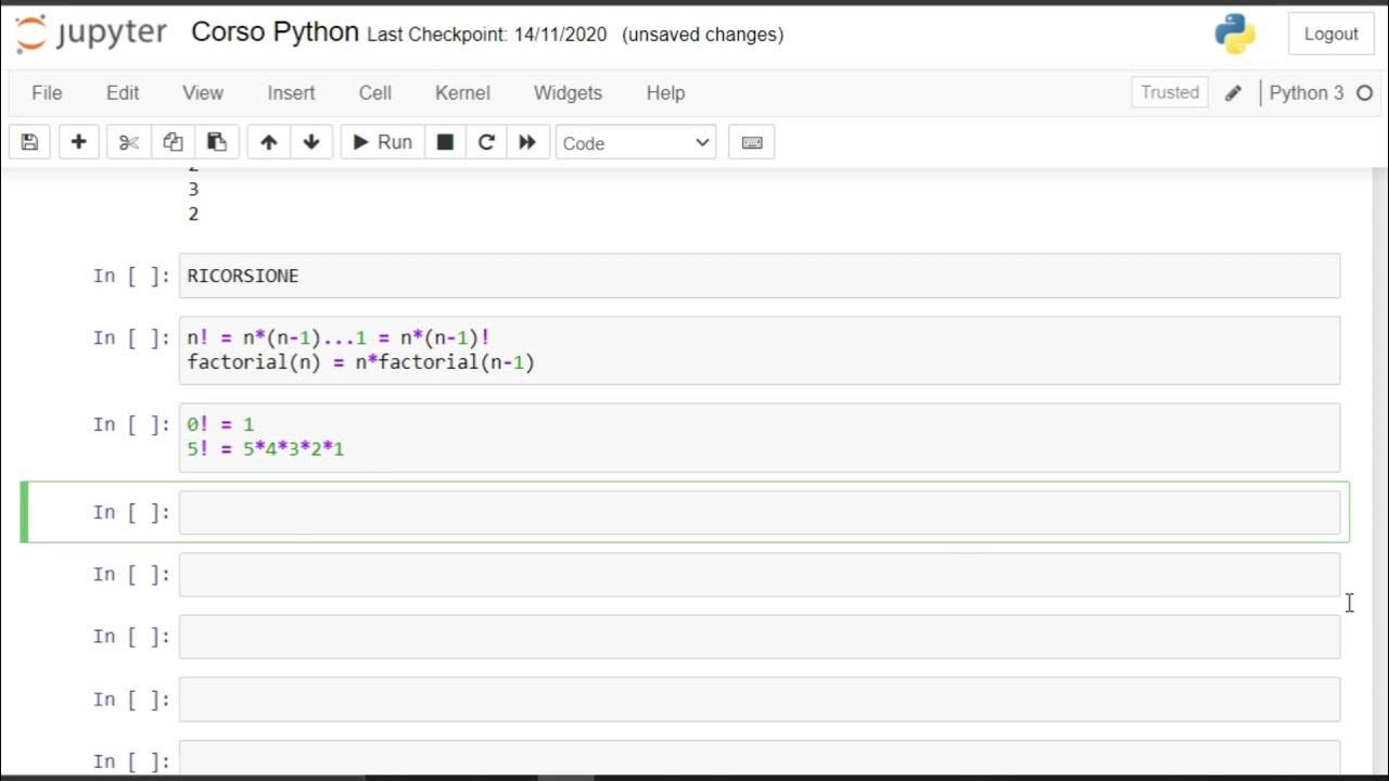 32. Le FUNZIONI RICORSIVE in Python (Corso BASE COMPLETO Python 2021 ...