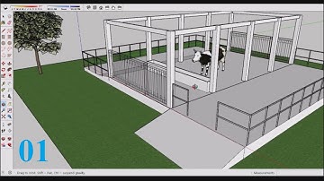 [Timelapse] SketchUp - dairy cowshed - session 01