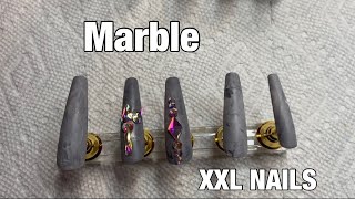 GEL POLISH MARBLE | HOW TO MAKE PRESS ON NAILS AT HOME FOR BEGINNERS | QUICK &amp; CHEAP