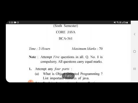 Core Java Previous year question paper of B.C.A class || 6th semester