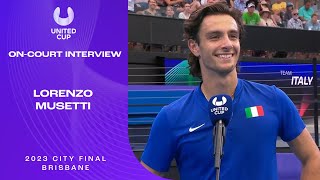 Lorenzo Musetti On-Court Interview | United Cup 2023 Brisbane Final