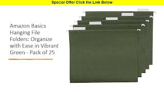 Amazon Basics Hanging File Folders: Organize with Ease in Vibrant Green - Pack of 25