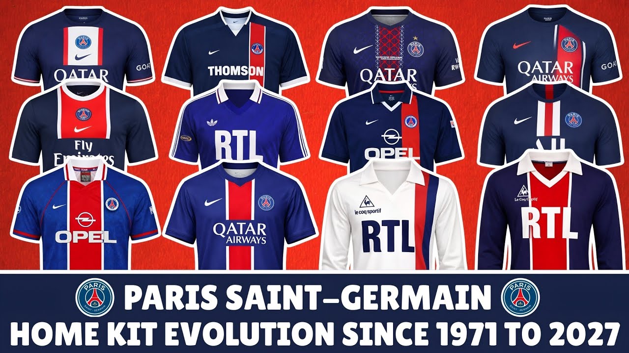 Paris Saint-Germain Home Kits Evolution (1970–2027) 🔴 | Complete