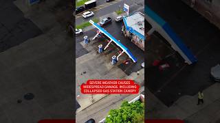 Severe Weather Causes Widespread Damage, Including Collapsed Detroit Gas Station Canopy