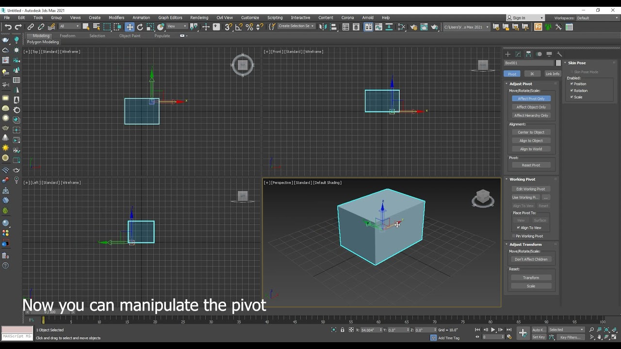 Move the pivot to the center of the object | 3Ds Max - YouTube