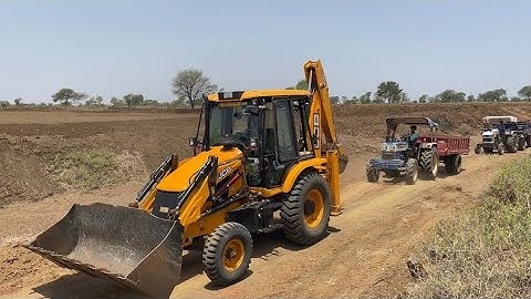 Jcb 3dx Xpert  Murum Loading Mud In  Either 485 And Swaraj 744 FE | Tractor Loading Mud |