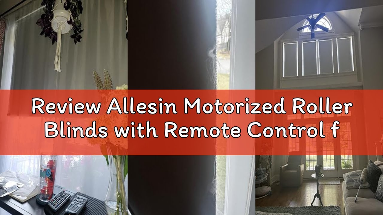 Review Allesin Motorized Roller Blinds with Remote Control for Windows, 100% Blackout Smart Shades w
