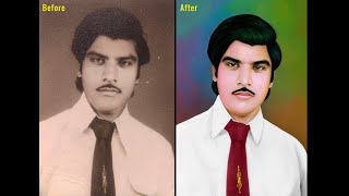 B&W to color photo in photoshop l digital painting time lapse l photo restoration in photoshop