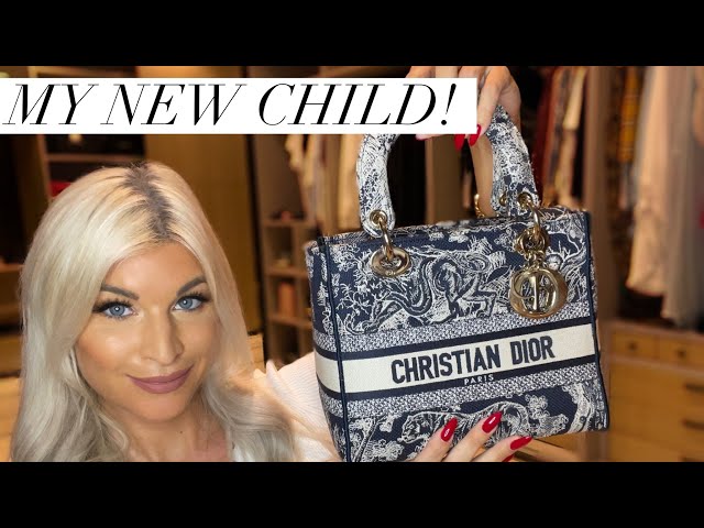 CHRISTIAN DIOR LADY DIOR D-LITE BAG REVIEW. Medium Blue Toile de