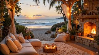 Beach Cottage Escape  🌊🔥 | Soft Piano Music ,Ocean Waves & Crackling Fireplace for Deep Relaxation screenshot 5