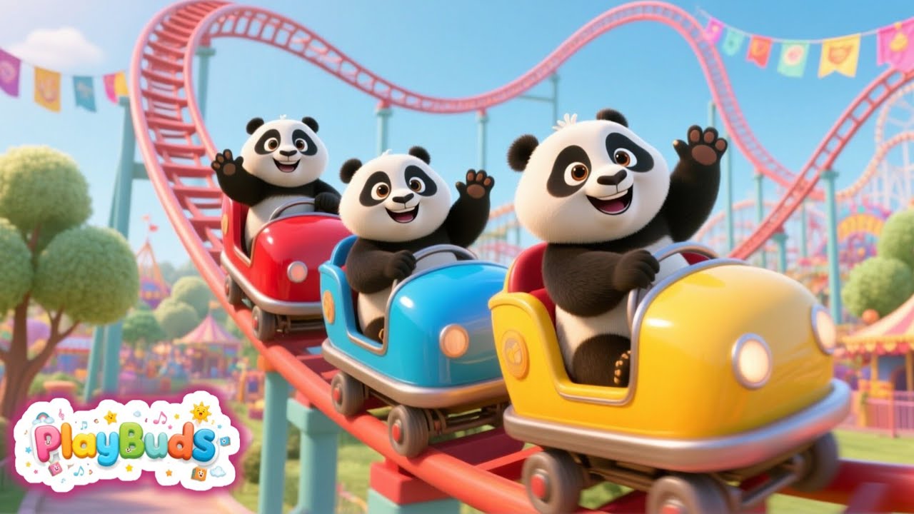 Theme Rides Panda Three little panda's Go to the Amusement park | Fun Kids Song ...
