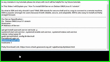 How To install SSH Server on Debian GNULinux 9.1 stretch