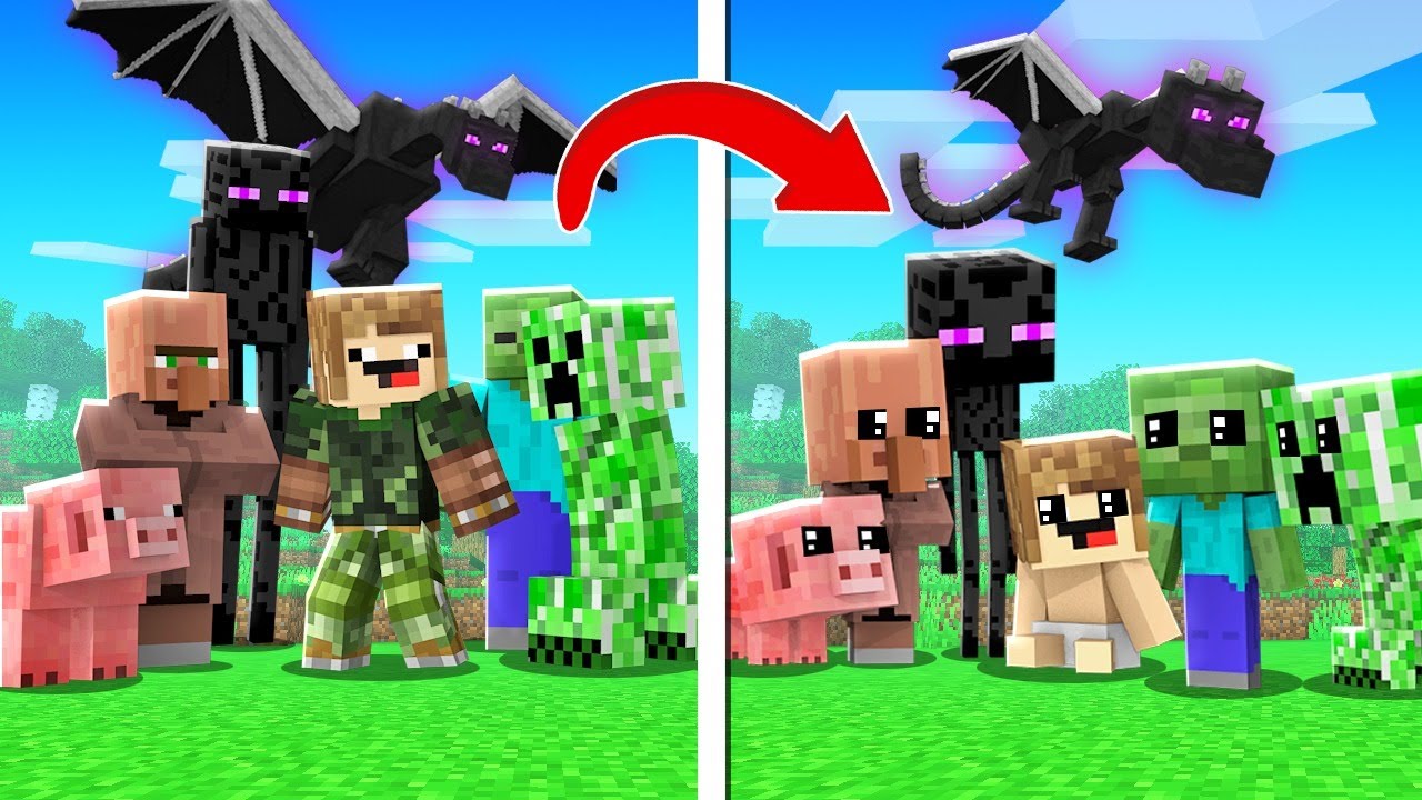 MINECRAFT mas TODOS OS MOBS SÃO FILHOTES - YouTube